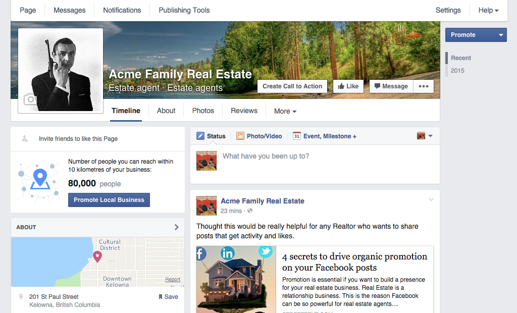 example facebook page info