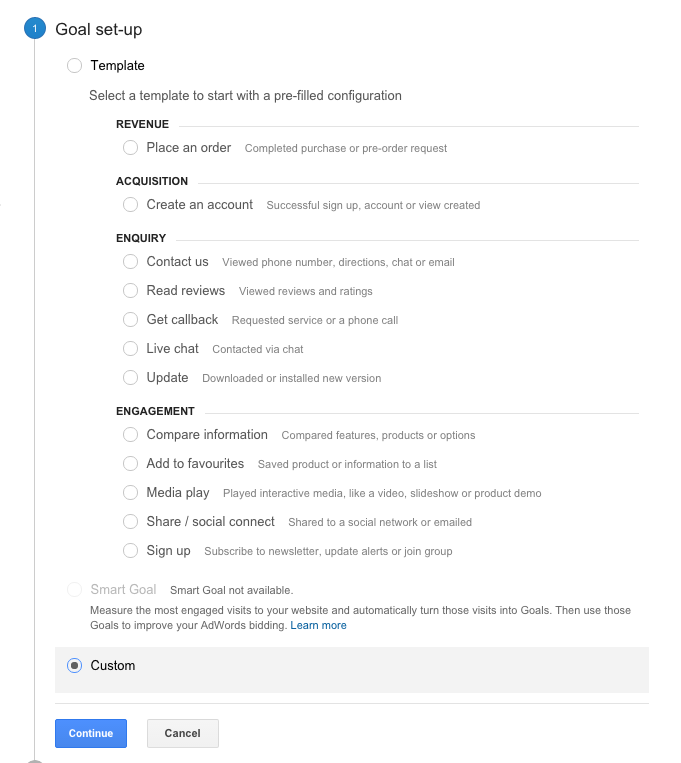 Google Analytics Goal Set-up