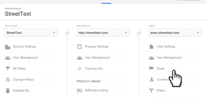 Google Analytics Goals Link