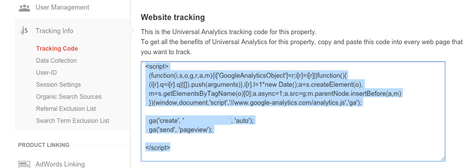 Google Analytics Website Tracking Screenshot