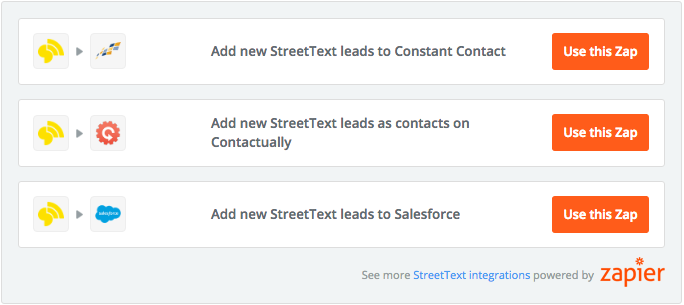 StreetText Zapier Integrations