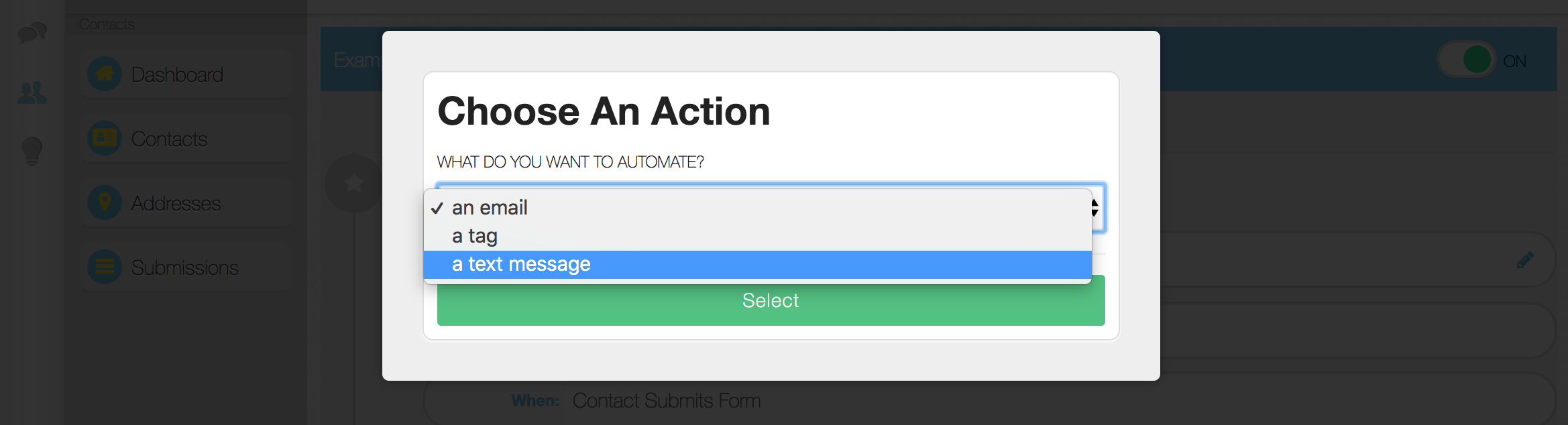 Text message workflow action