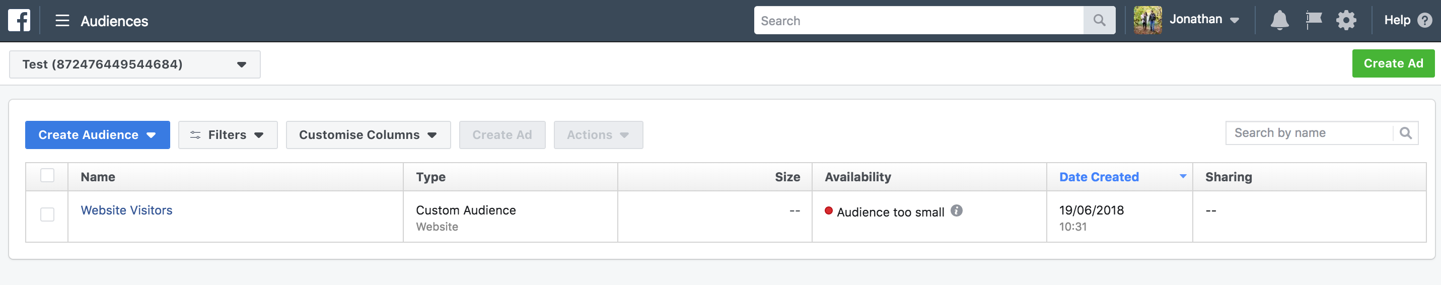 Manage Facebook ad audiences